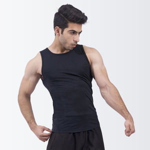 เสื้อกล้ามสำหรับผู้ชายสีทึบทำจากผ้าฝ้าย100% โลโก้แบบกำหนดเอง - Product Image 3