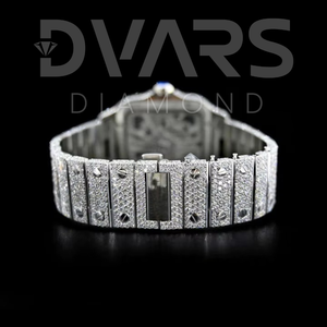 Montre analogique mécanique de luxe ETA avec embellissements en diamants étincelants, bracelet en acier inoxydable tendance, style fusion raffiné, verre - Product Image 2