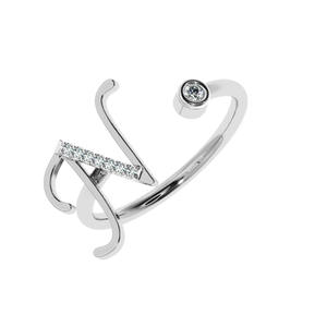 Anillo con inicial de oro personalizable de 14K/18K, nombre de letra N personalizado, anillo de diamante, anillo inicial delicado, regalo para mujer - Product Image 3