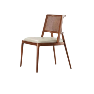 Silla de Comedor Rectangular Delgada con Respaldo de Madera de Teca y Asiento Acolchado, Diseño Moderno para Apartamentos y Comedores - Product Image 3