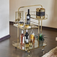 Plateau de luxe à 2 niveaux ovale en métal et marbre, chariot de service roulant, chariot de Bar doré avec 4 roues pour décoration de meubles de cuisine d'hôtel