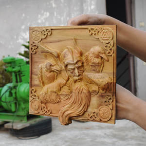 Odin Décoration murale en bois sculpté Art de sculpture sur bois Viking unique pour la maison Pièce élégante pour la décoration intérieure - Product Image 3