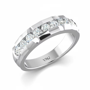 14K Gold & Round Diamond Channel <b>Band</b> <b>Ring</b> | 0.74 CTTW Brilliant Cut Diamond - Product Image 1