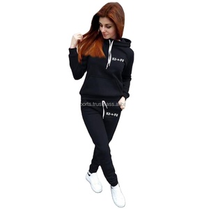OEM 2025 Venta caliente mujeres casual liso personalizado impresión deportes algodón polar chándales recortada mujeres sudaderas con capucha conjuntos - Product Image 1
