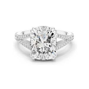 Anillo de compromiso de 5.32 CT con diamante de laboratorio de corte cojín y tallo dividido para mujer, claridad VVS-VS EF, oro de 18K, 14K, 10K y plata 925 - Product Image 1
