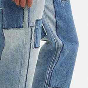 Pantalones Vaqueros Ajustados de Cintura Alta con Parches y Logotipo, Estilo Urbano, Precio al por Mayor, Lavado, Nuevo Modelo - Product Image 5