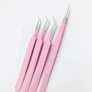 แหนบต่อขนตาสแตนเลสแบบคลาสสิกสีชมพูอุปกรณ์ขนตาที่มีด้ามจับปลายแหลมออกแบบโลโก้ได้ตามต้องการ - Product Image 6