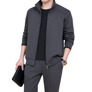 Ensemble deux pièces de sport décontracté pour hommes, style de rue d'automne et d'hiver-Cardigan à la mode, pull, haut à motif uni, pantalon, ensemble complet pour jeunes - Product Image 1