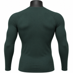 Men’s Dark Green Compression Shirt <b>Long</b> <b>Sleeve</b> Gym Fitness Tight <b>Base</b> <b>Layer</b> Activewear OEM Wholesale - Product Image 2