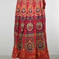 Falda Larga Étnica Casual de Verano para Mujer con Estampado Mandala, Cuentas y Lentejuelas, Ecológica, con Cintura Elástica, Estilo Indio