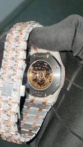 Squelette de Quartz carré en acier inoxydable de luxe pour hommes de 41mm pour montre AP étanche cadran en verre analogique Hip Hop Bling glacé montre-bracelet - Product Image 6