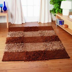 Ensemble de tapis et de moquettes en cuir fait main, à poils longs, motif abstrait, hauteur de poils en peluche, style uni, antidérapant, beige, pour usage domestique - Product Image 3