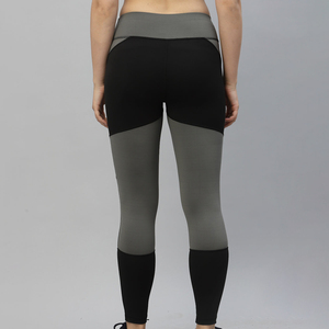 High Waist Color Blocked Yoga Leggings Full Length Mesh Panel Spandex Nylon Four-Way Stretch Pants - Product Image 2