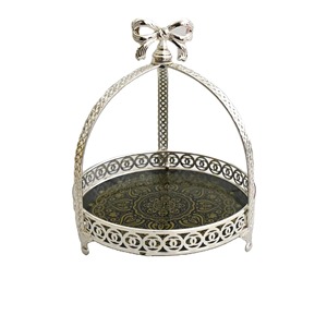 Top Trending Style Round Gifting Texture Metal Silver Plated Glass Tray Arabic Decorative Dry Fruit <b>Chocolate</b> Serving Trays - Product Image 4