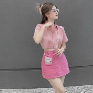 Croptop tri femmes ensemble usine naturel lavable emballage personnalisé Vietnam fabricant ensemble pour fille 2 pièces tri - Product Image 6