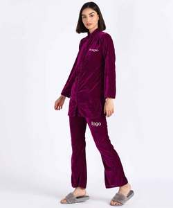 Survêtement en velours pour femmes violet foncé velours velours survêtements deux pièces ensemble hiver femmes entraînement unisexe 2 pièces pantalon survêtement ensemble - Product Image 6
