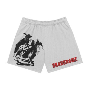 Shorts en mesh pour femmes, 180 GSM, tissu polyester respirant, couleur beige, impression graphique, logo personnalisé, coupe athlétique. - Product Image 2