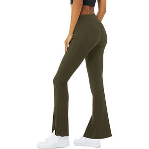 Pantalons de yoga évasés taille haute pour femmes avec fente latérale, leggings athlétiques extensibles à coupe bootcut pour le fitness, la salle de sport et les vêtements décontractés - Product Image 4