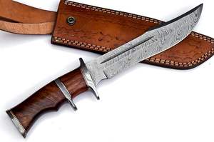 Couteau de chasse multi-usages à lame fixe en acier damassé fait à la main avec manche en palissandre Couteau d'extérieur de transport quotidien supporté par OEM - Product Image 6