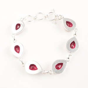 กำไลเทนนิสหรูหราทรงลูกแพร์ประดับเพทายสีชมพู ทำจากเงินแท้ งานแฮนด์เมด ปรับขนาดได้ 7 ถึง 9 นิ้ว สำหรับผู้หญิง เหมาะสำหรับเป็นของขวัญ - Product Image 4