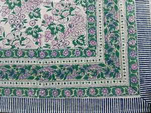 Couverture de table en coton floral artisanal indien avec motif imprimé en blocs - Product Image 5