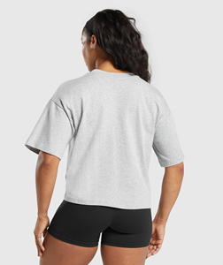 New Fashionable Custom Made Plus Size <b>Crop</b> Top <b>T</b>-<b>Shirt</b> for Women Lightweight 100% Cotton Short Sleeve Loose <b>Fit</b> Women's Outwear - Product Image 3