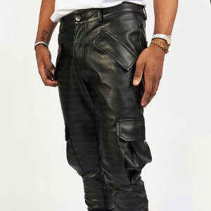 Customize Y2k <b>Leather</b> Stacked Flare <b>Pants</b> for Men New Streetwear Pu Faux <b>Leather</b> Stacked Flared <b>Cargo</b> <b>Pants</b> 2025 - Product Image 3