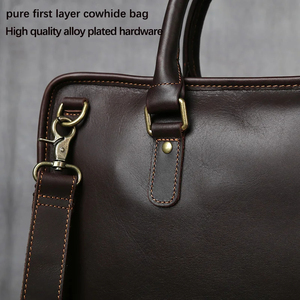 Classic Leather Laptop Messenger with Zipper Closure and Top Handle Protective & Durable <b>for</b> Office Use - Product Image 4