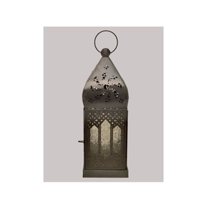 Mane in India Metal <b>Lantern</b> with <b>Silver</b> Colored and Hanging Handle Traditional Designed Rectangle Shaped Metal <b>Lantern</b> for Sale - Product Image 3