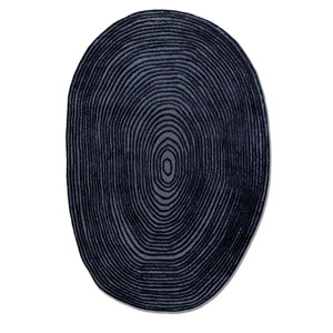 Alfombra Rectangular de Lana y Viscosa Azul, Tejida a Mano, Modelo TNQ-1210, Diseño Abstracto para Sala de Estar, Pasillo o Entrada, 9x12 pies - Product Image 1