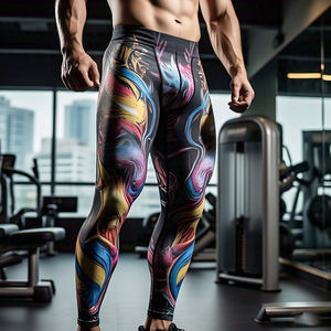 Pantalones de compresión por sublimación personalizados, mallas de Yoga con estampado gráfico de capa Base, mallas de entrenamiento para Fitness, mallas por sublimación para hombre - Product Image 4