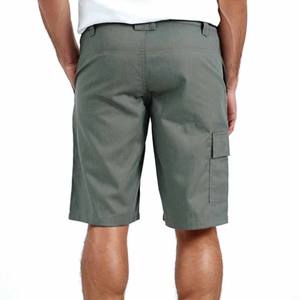 Pantalones cortos de alta calidad para hombre, multibolsillo, talla grande, algodón suelto, recto, ligeramente elástico, 100% algodón, patrón sólido - Product Image 3