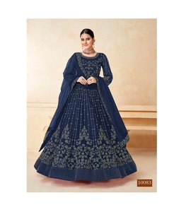 Boutique Style Anarkali Robe Salwar Kameez Femmes Filet Lourd Santoon Broderie Travail Designer Indien & Pakistanais Vêtements Direct - Product Image 1