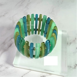 กำไลลูกปัดเรซินรูทมือโค้งรูปตัวดี3โทนสีเขียวกำไลข้อมือแบบยืดกว้างพร้อมสลักทองเหลืองใหม่2025หรูหรา - Product Image 2