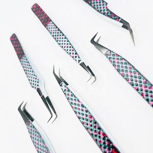 Kit de herramientas de extensión de pestañas, 90 grados en ángulo, 45 grados en ángulo, punta de fibra sólida negra, pinzas para pestañas, pinzas de volumen de etiqueta privada - Product Image 1