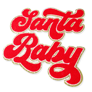 Logo personnalisé de haute qualité patchs en chenille fer sur bébé père noël patch pour chapeau noël grande broderie sur sweat sergé tissu - Product Image 1