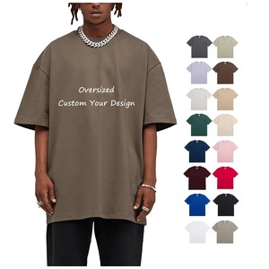 Camiseta de gran tamaño con logotipo personalizado de alta calidad para hombre 320 Gsm Heavyweight 100% Cotton Jersey Fabric Drop Shoulder 2025 T Shirt para hombre - Product Image 1