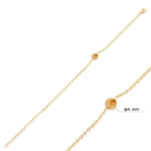 Round Citrine Stone Design Charm Link <b>Chain</b> <b>Bracelet</b> Turkish Wholesale Handmade 925 Sterling <b>Silver</b> Jewelry - Product Image 2