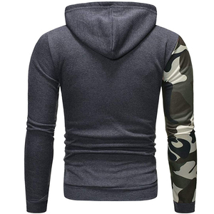 Nouveau Style hommes sweats à capuche pull à manches longues camouflage imprimé 2 panneaux polaire sweats hiver couleur unie hauts à capuche veste - Product Image 4