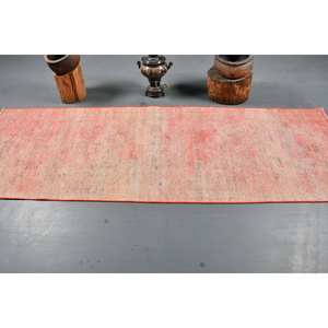 Alfombra turca naranja Vintage 29X86 pies Área grande clásica Seagrass Lana Patrón abstracto Rectángulo Pasillo Estilos Respaldo de látex - Product Image 3