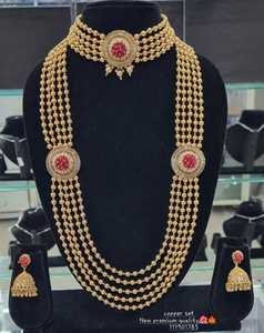 ENSEMBLE DE BIJOUX INDIENS TRADITIONNELS ET À LA MODE EN CUIVRE ENSEMBLE DE BIJOUX DE MARIAGE POUR FEMMES BOUCLES D'OREILLES ET COLLIER - Product Image 3
