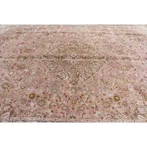 Vintage Oversize Eco Friendly Latex Backing Rug 9.5x12.8 ft Pink <b>Brown</b> Patchwork Dining Room <b>Wool</b> - Product Image 5