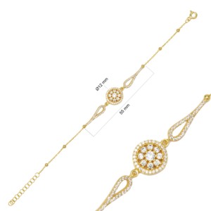 Round Shape Zircon Stone Trendy <b>Charm</b> Women Bracelet Turkish Handmade Wholesale 925 Sterling Silver Jewelry - Product Image 3