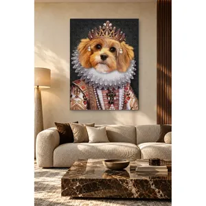 Fida Princess Dog avec boucles d'oreilles en perles et couronne, impression sur toile - Product Image 4