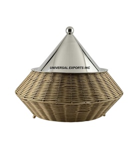 Calentador de alimentos de ratán con acabado dorado, cazuela de diseñador de forma redonda, calentador de alimentos de lujo superventas - Product Image 1