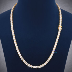 <b>Tennis</b> Chain Designed 925 <b>Sterling</b> <b>Silver</b> D Color Round Cut Moissanite Diamonds Of VVS Clarity Fashion For Women <b>Necklaces</b> - Product Image 1