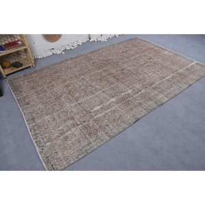 Alfombra clásica de lana turca estilo Tabriz Vintage Rosa verde hecha a mano 5,8X9,1 pies diseño de retazos rectangulares para sala de estar látex - Product Image 2