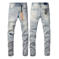 Jeans déchirés personnalisés pour hommes, style streetwear, décontractés, hip-hop, rétro, en denim vieilli, grandes tailles, taille mi-haute, boutonnés