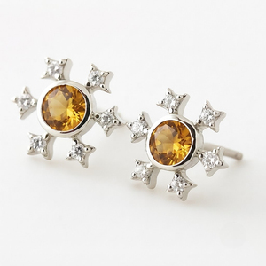 Wholesale Citrine <b>Stud</b> <b>Earrings</b> 925 Sterling Silver Starburst Design Women's & Children's Jewelry for Wedding & Anniversary - Product Image 3