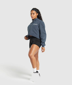 Jersey de Yoga con media cremallera y cuello levantado de Invierno para mujer, sudadera con logotipo frontal, algodón cálido para entrenamiento de correr - Product Image 4